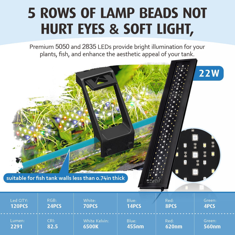 Hygger LED full spectrum light for indoor plants, showing a sleek black fixture with adjustable arms and bright LED bulbs.
