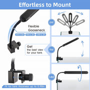 Hygger LED Light Nano Clip-On, compact lighting with adjustable clip for aquarium or workspace illumination.