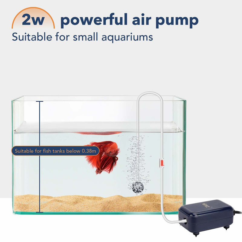 Hygger Mini Air Pump 2W accessory with compact design, black plastic body, and air outlet for aquarium or small pond aeration.