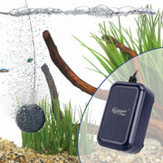Hygger Mini Air Pump 2W, compact accessories device with a black power switch and air outlet for aquariums or small inflatables.