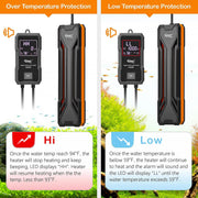 Hygger quartz aquarium heater with digital LED controller, compact accessory for maintaining aquarium water temperature.
