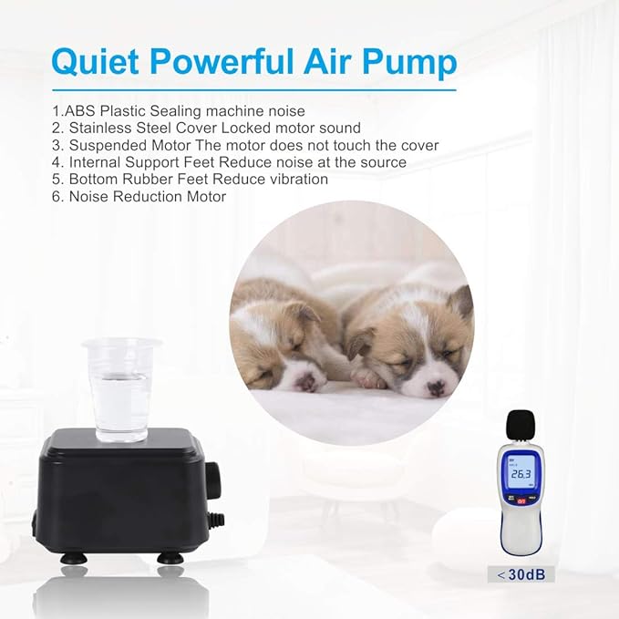 Hygger Silent Air Pump 5W, small black accessories device with ventilation slits, suitable for aquarium or aeration setups.