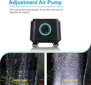 Hygger silent air pump 5W, compact accessories device with a black and silver design for aquarium or aeration use
