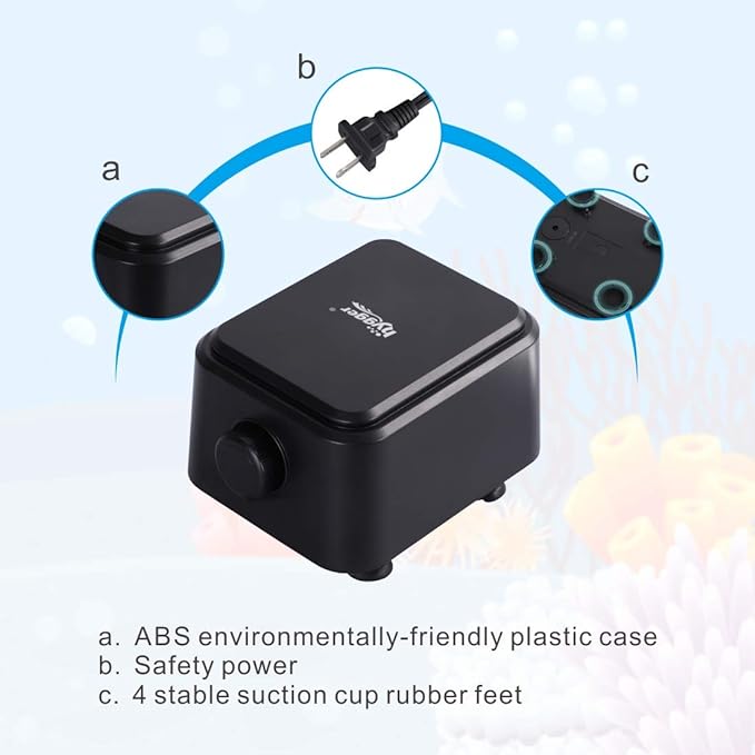 Hygger Silent Air Pump 5W, compact accessories device with a sleek design, used for aeration in aquariums or hydroponic systems.