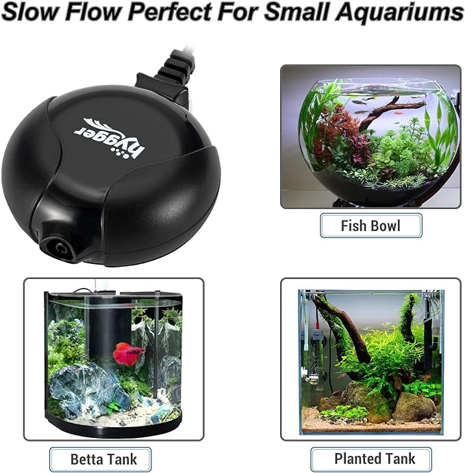 Hygger Silent Mini Air Pump for aquarium or hydroponic accessories, compact and quiet operation.