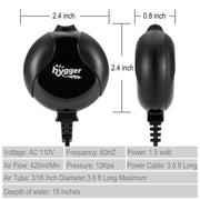 Hygger silent mini air pump, compact accessories device with a sleek design for aquarium or small water feature aeration.