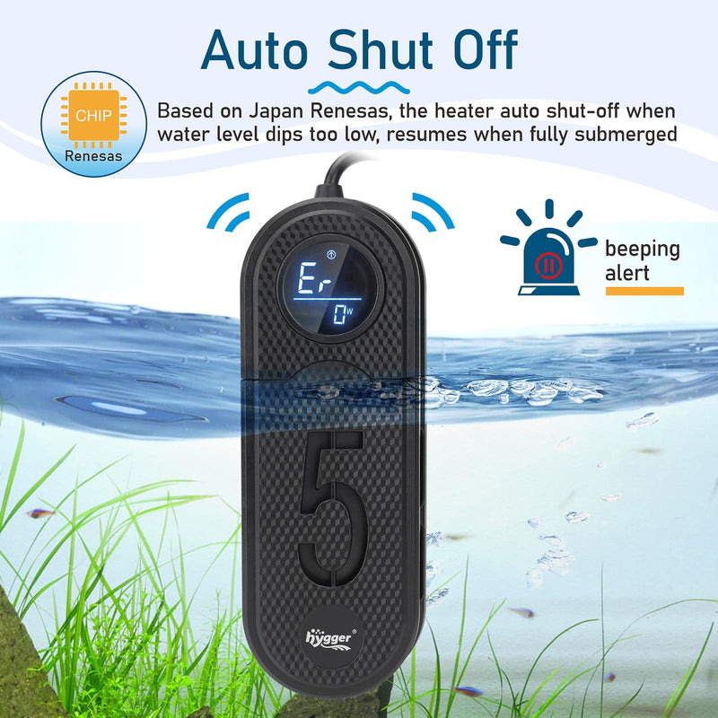 Hygger titanium aquarium heater accessory with adjustable thermostat for safe and efficient fish tank heating.
