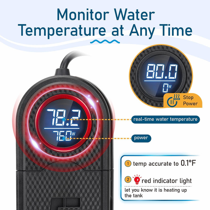 Hygger titanium aquarium heater accessory with adjustable thermostat and sleek design for reliable fish tank temperature control.