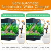 Hygger water changer with metal faucet connector, flexible hose and easy-use accessories for aquarium water changes.