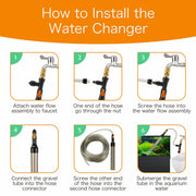 Hygger water changer with metal faucet connector, marine aquarium accessory for easy water changes and maintenance.