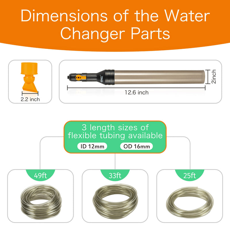 Hygger water changer accessory with metal faucet connector for easy aquarium water management.