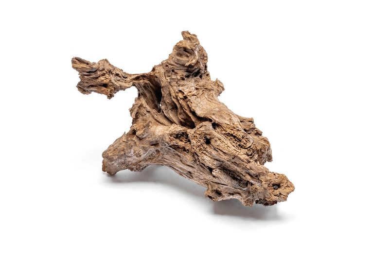Natural driftwood piece called Madra Wood by UNSHARDSCAPE, showing textured, weathered wood with organic shapes and natural wood grain.