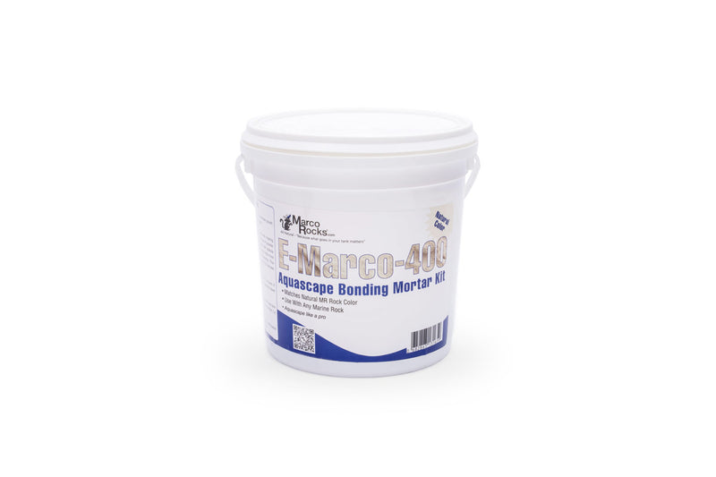 Marco Rocks MR Bonding Mortar Natural for hardscape projects, showing a container of bonding mortar on a workbench.