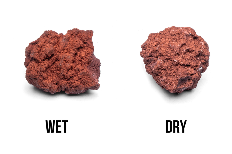 Red crushed lava gravel substrate by SB, showing textured volcanic rock perfect for aquariums and landscaping.