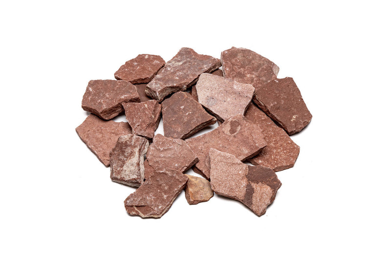Red River Slate stone from UNSHARDSCAPE, showcasing its natural red and gray layered surface, ideal for landscaping projects.