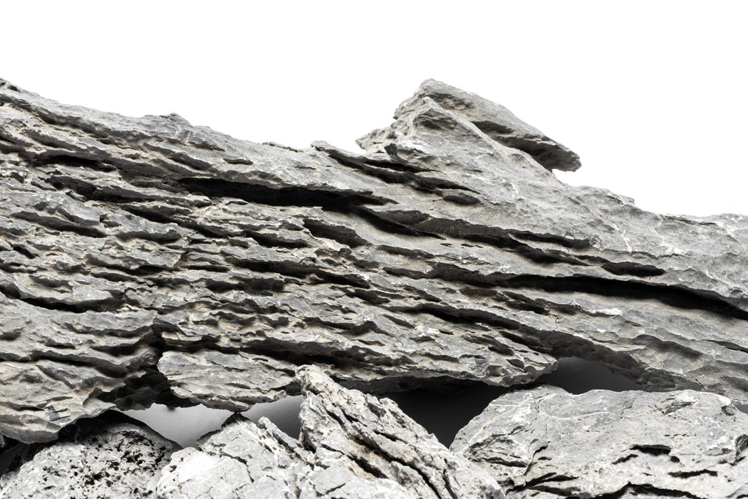 Long Seiryu stone for hardscape projects, showcasing natural gray and blue tones with textured surface for landscaping use.