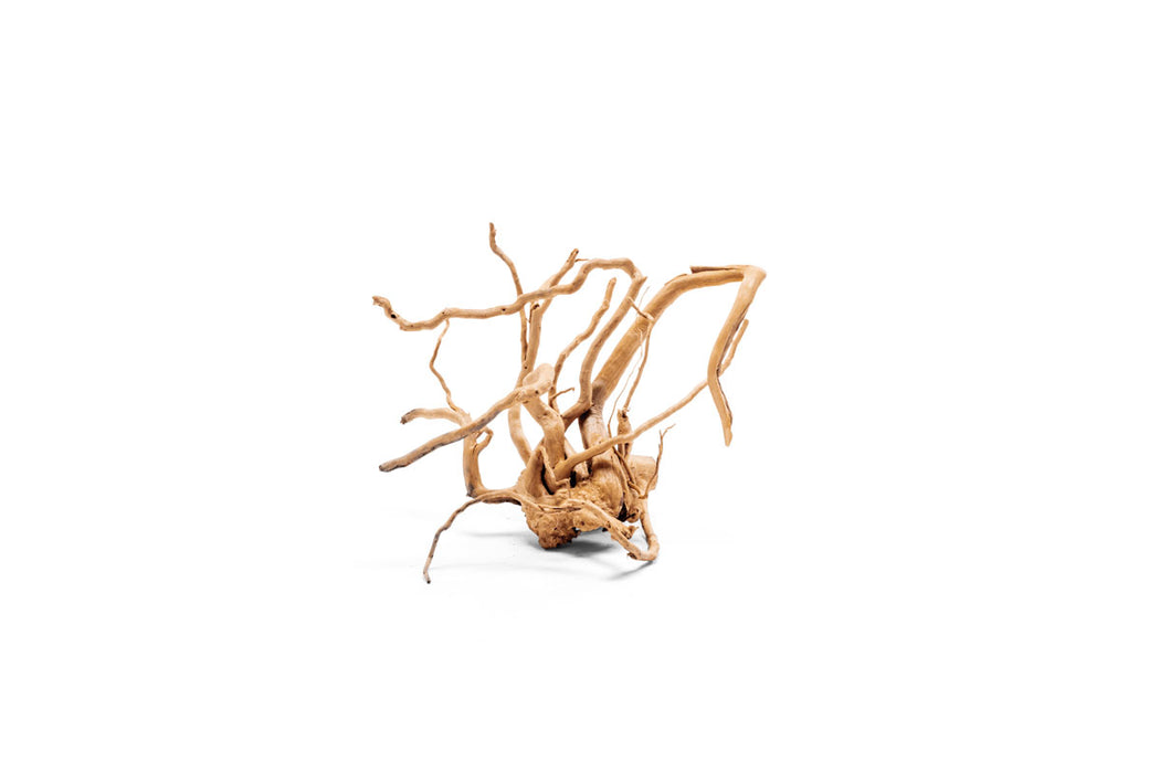 Natural Spiderwood driftwood piece from UNSHARDSCAPE, showcasing twisted, textured wood ideal for aquariums or decorative displays.
