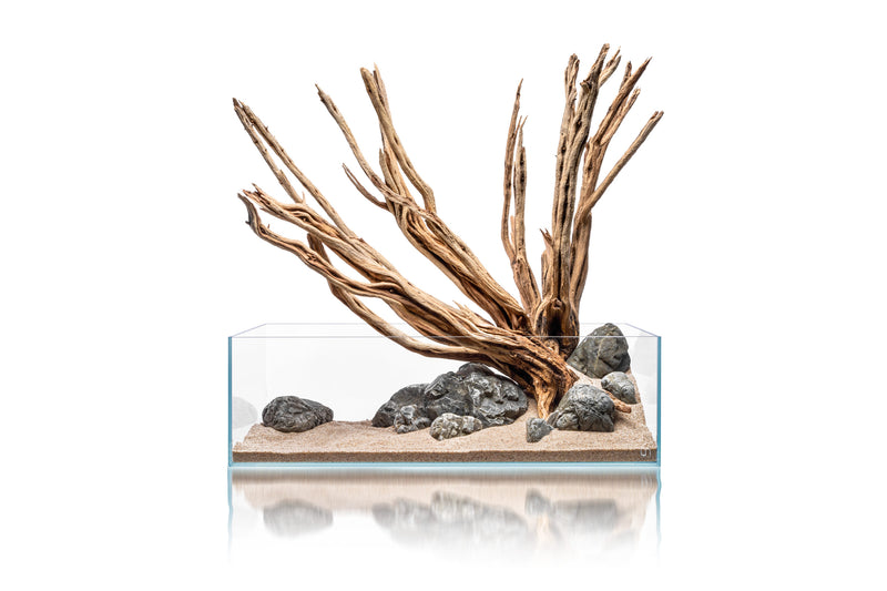 Star-shaped driftwood piece from UNSHARDSCAPE, natural wood with a rustic star form, ideal for nautical or beach decor.