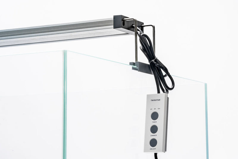 Twinstar EA Series IV Aquarium Light Fixture, LED lighting for marine and freshwater aquariums, showcases sleek design and adjustable features.
