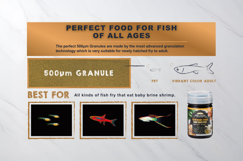 Ultra Fresh Newborn Fish Micron Shrimp Patties, food product, showing freshly prepared fish and shrimp patties in packaging.
