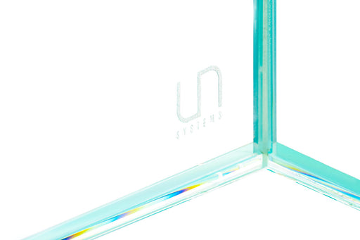 Ultra clear 1-gallon rimless aquarium by Ultum Nature Systems, showcasing a sleek, transparent glass tank for aquatic setups.