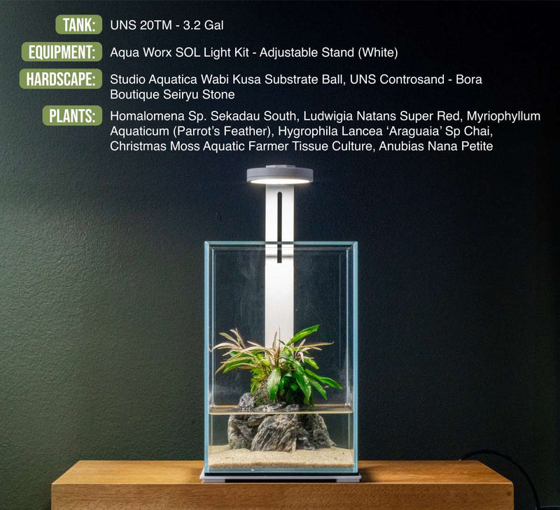 Ultum Nature Systems UNS 20TM 3.2-gallon prism rimless tank with clear glass and sleek design for aquatic environments.