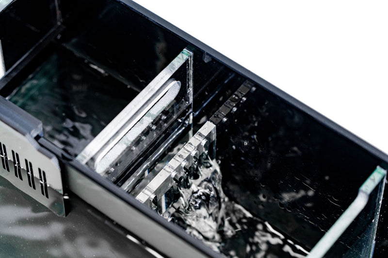 Ultum Nature Systems UNS 40A 16.9-gallon dual AIO rimless aquarium with sleek, modern design and clear glass panels.