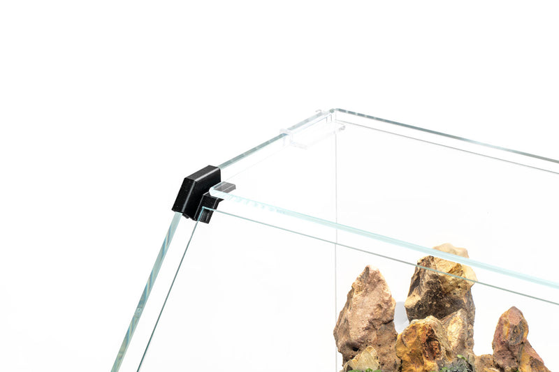 Rimless UNS 45E Paludarium Enclosure Kit by Ultum Nature Systems, transparent glass tank with open top and natural habitat features