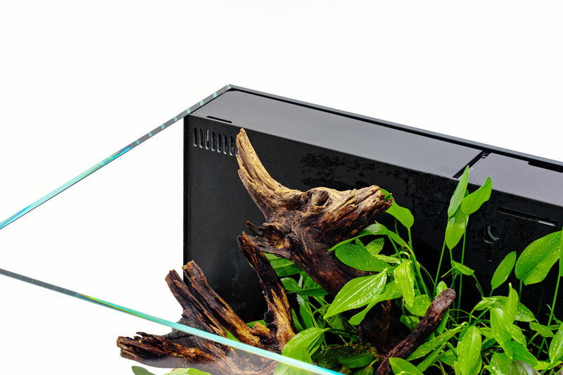 Ultum Nature Systems UNS 90SA 47.9-gallon dual AIO rimless aquarium with sleek, modern design and clear viewing panels.