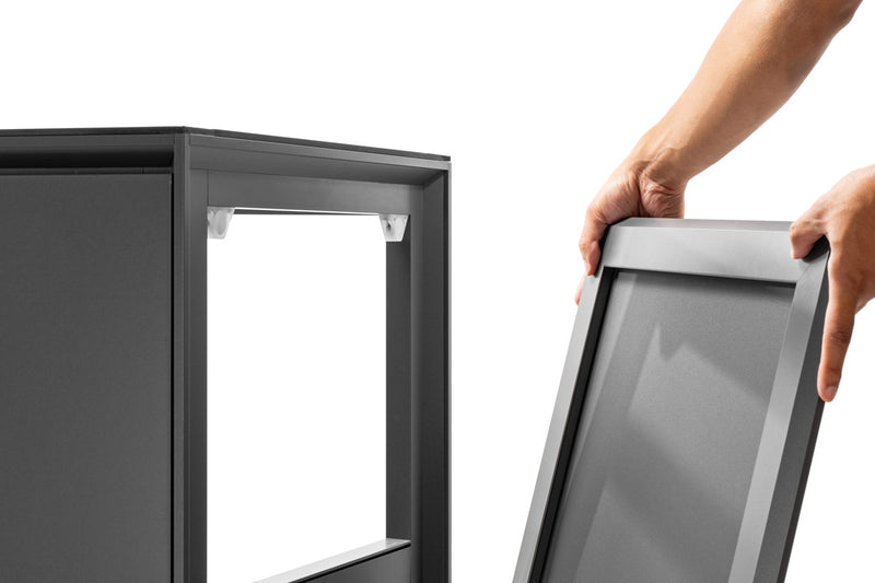 Gray UNS aluminum aquarium stand by Ultum Nature Systems, sturdy and modern with a sleek design for supporting fish tanks.