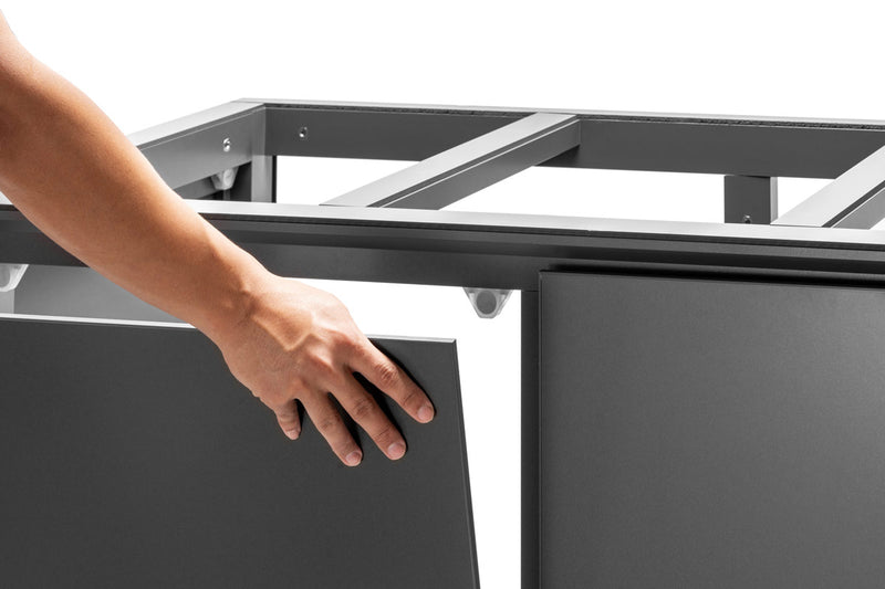 Gray UNS aluminum aquarium stand by Ultum Nature Systems, sturdy and sleek design for supporting fish tanks.
