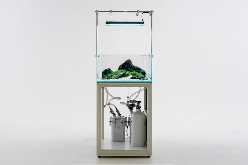 White UNS Aluminum Aquarium Stand by Ultum Nature Systems, sturdy and sleek support for fish tanks.