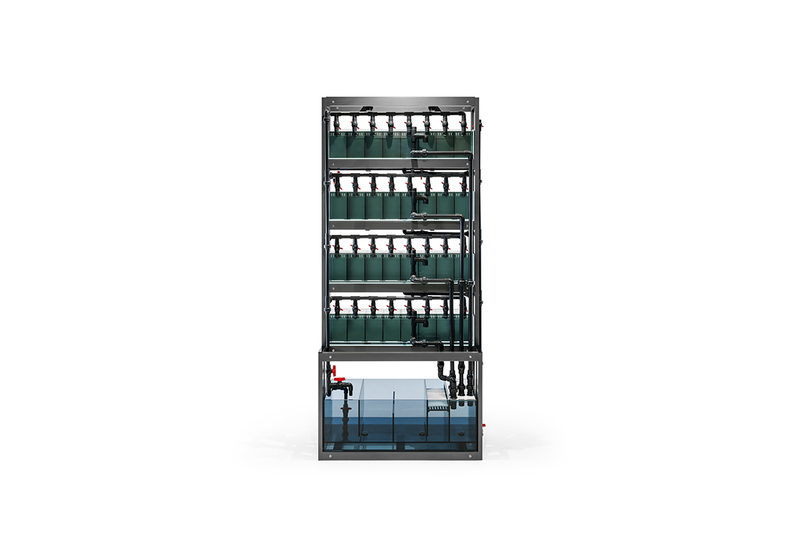 Clear rimless UNS Betta Holding System by Ultum Nature Systems with sleek acrylic tank and secure lid for betta fish.