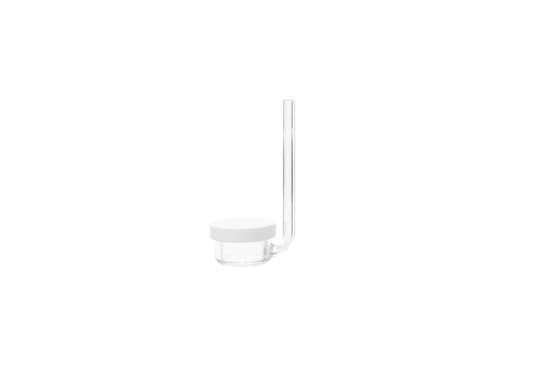 UNS CO2 Diffuser for aquariums, transparent plastic device with inlet and outlet ports, used for dissolving CO2 in water.