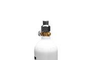 Space grey UNS CO2 paintball adapter, compact and durable for quick CO2 cartridge connection in airsoft or paintball setups.