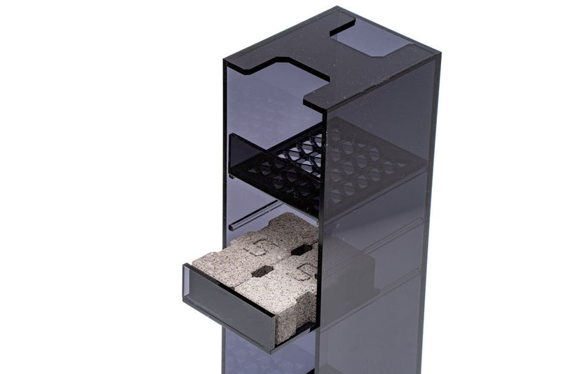 Ultum Nature Systems UNS Dual AIO Media Tower accessory for aquatic tanks with multiple compartments and sleek design.