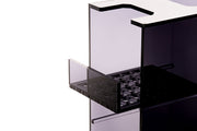 Ultum Nature Systems UNS Dual AIO Media Tower, sleek black accessories rack with multiple shelves for media and equipment storage.