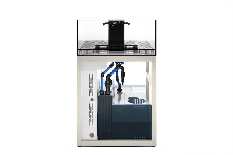 Rimless UNS Frag System R80 reef aquarium tank by Ultum Nature Systems, clear glass with sleek rimless edges.