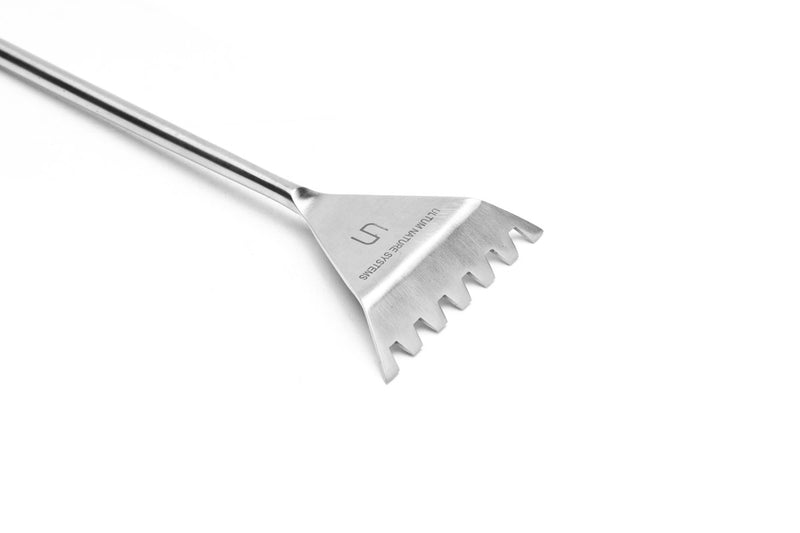 UNSTOOLS UNS Gravel Rake accessory with sturdy metal tines and ergonomic handle for garden and landscaping tasks.