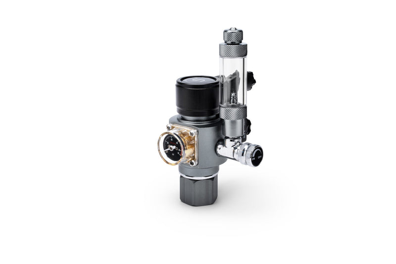 UNS Mini Dual Stage CO2 Regulator for precise gas control, featuring pressure gauges and durable metal construction.