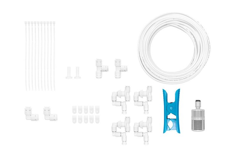 Ultum Nature Systems UNS Nimbus Smart Misting System accessory, compact device with tubing and nozzle for efficient plant cooling.