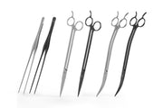 UNSTOOLS UNS Pro Aquascaping Tools black straight scissors for precise underwater plant trimming and aquascaping.