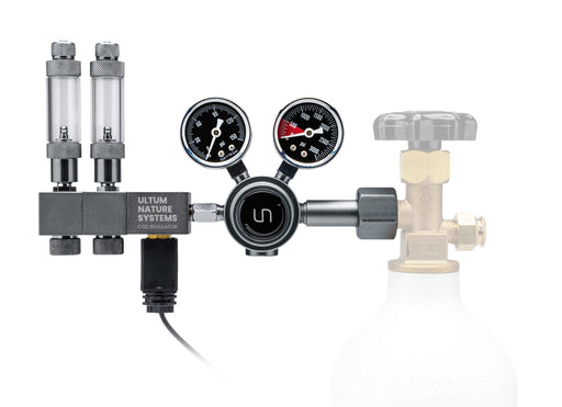 UNS Pro Dual Stage CO2 Regulator for precision control, featuring gauges and brass construction, used for CO2 tank regulation.