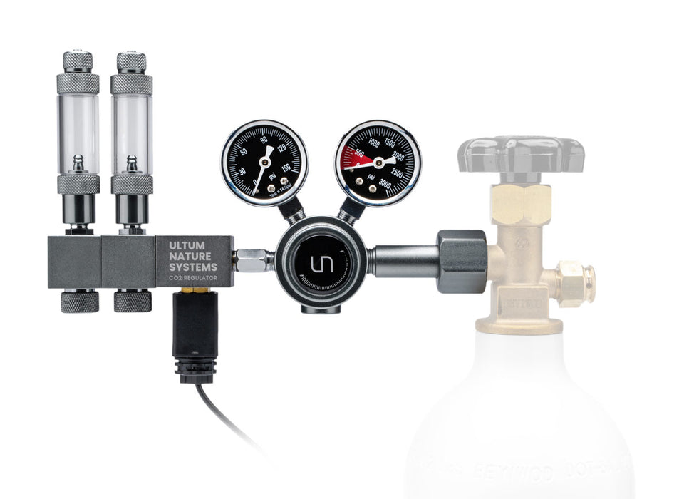 UNS Pro Dual Stage CO2 Regulator for precision control, featuring gauges and brass construction, used for CO2 tank regulation.