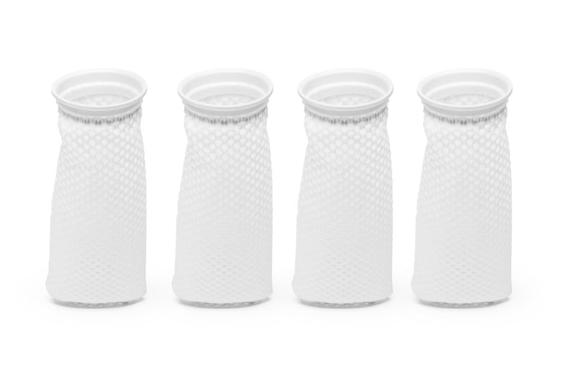 UNSFILTER Reef System Filter Sock replacements, cylindrical filtration socks for aquarium reef tanks, black mesh material.