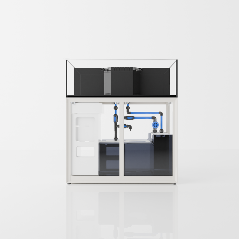 Ultem Nature Systems UNS Reef System R120 Shallow rimless aquarium tank with clear glass and sleek design.