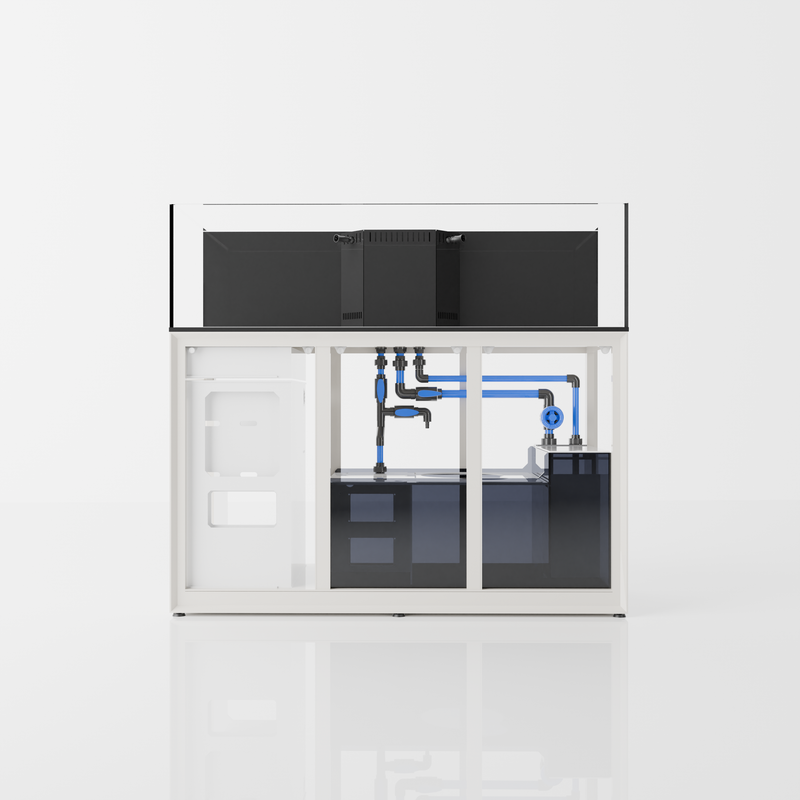 Ultem Nature Systems UNS Reef System R150 shallow rimless aquarium tank with clear glass and sleek design.