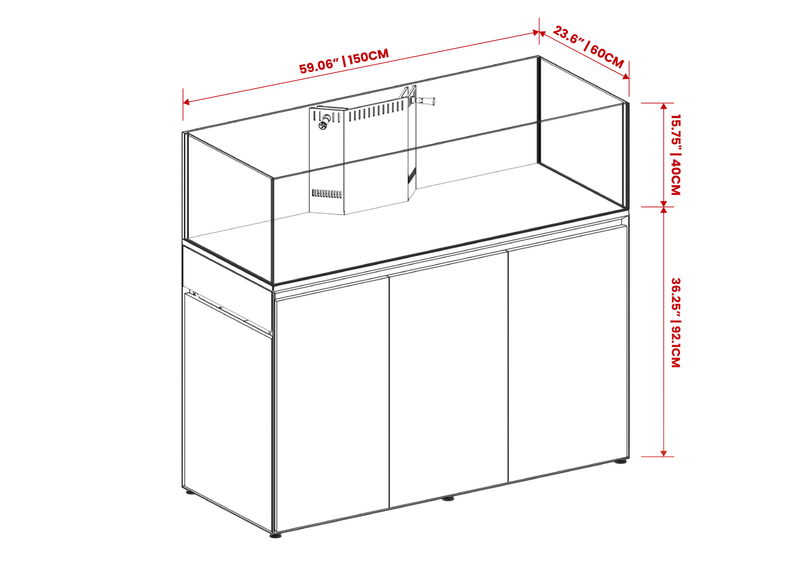 Ultum Nature Systems UNS Reef System R150 Shallow rimless aquarium with clear glass and sleek design, suitable for coral and reef tanks.