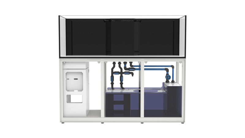 Rimless UNS Reef System R180 aquarium by Ultum Nature Systems, clear glass tank with sleek, modern design for reef keeping.
