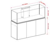 Clear rimless reef tank by Ultum Nature Systems, UNS Reef System R180 with sleek glass panels and integrated filtration system.